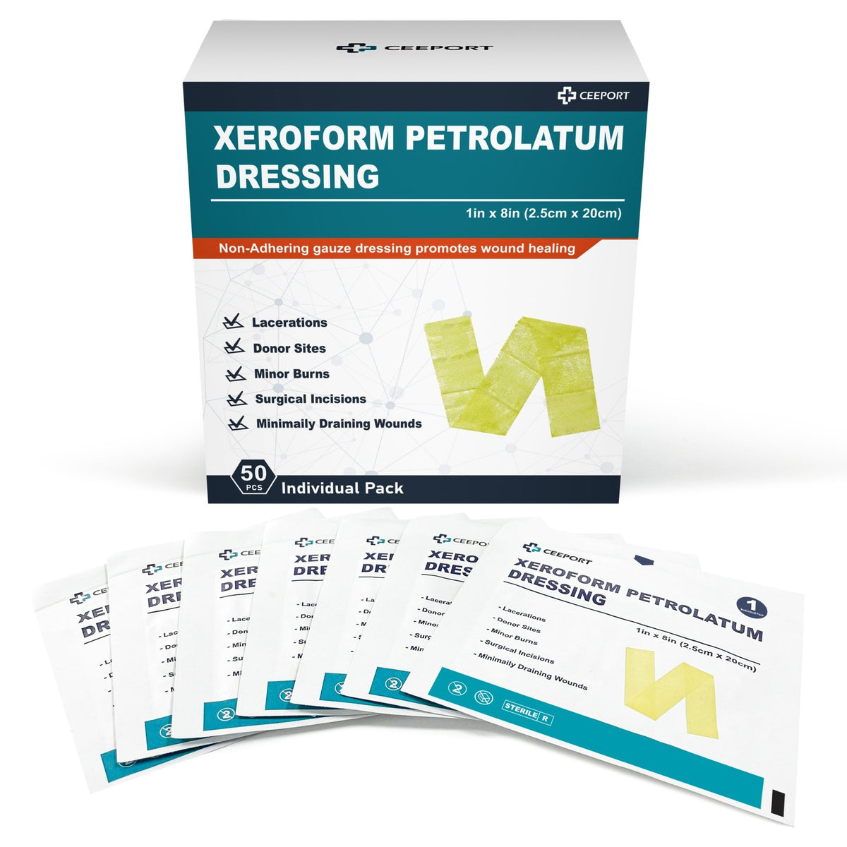 Xeroform Petrolatum Dressing for 2nd-Degree Burns, Powerful Antibacterial, Little & Moderate Exudate Wound