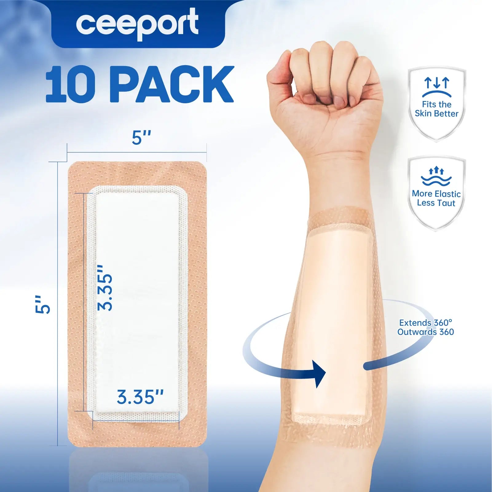 Silicone Super Absorbent Wound Dressing, 10 Pack, Self-Adhesive