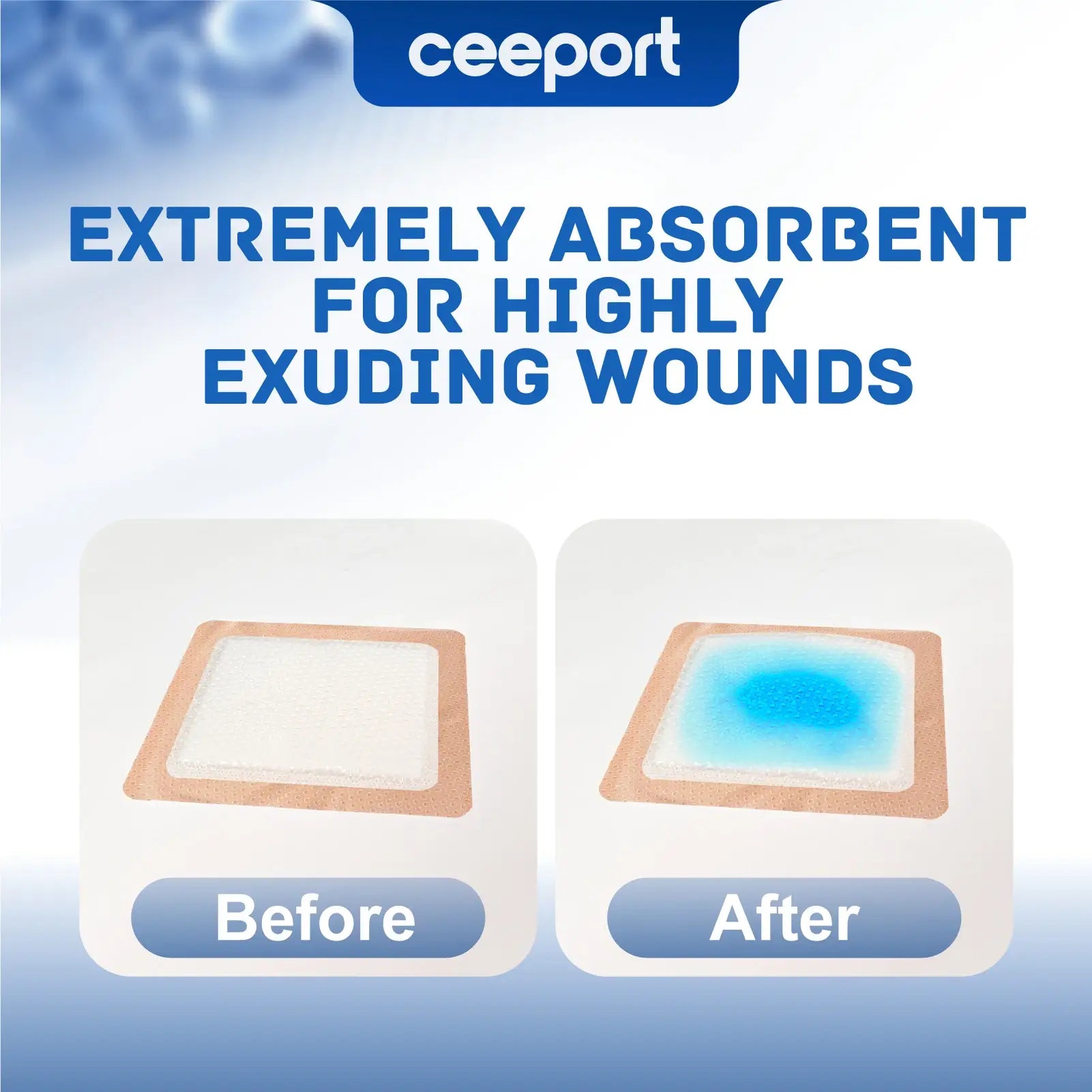 Silicone Super Absorbent Wound Dressing, 10 Pack, Self-Adhesive