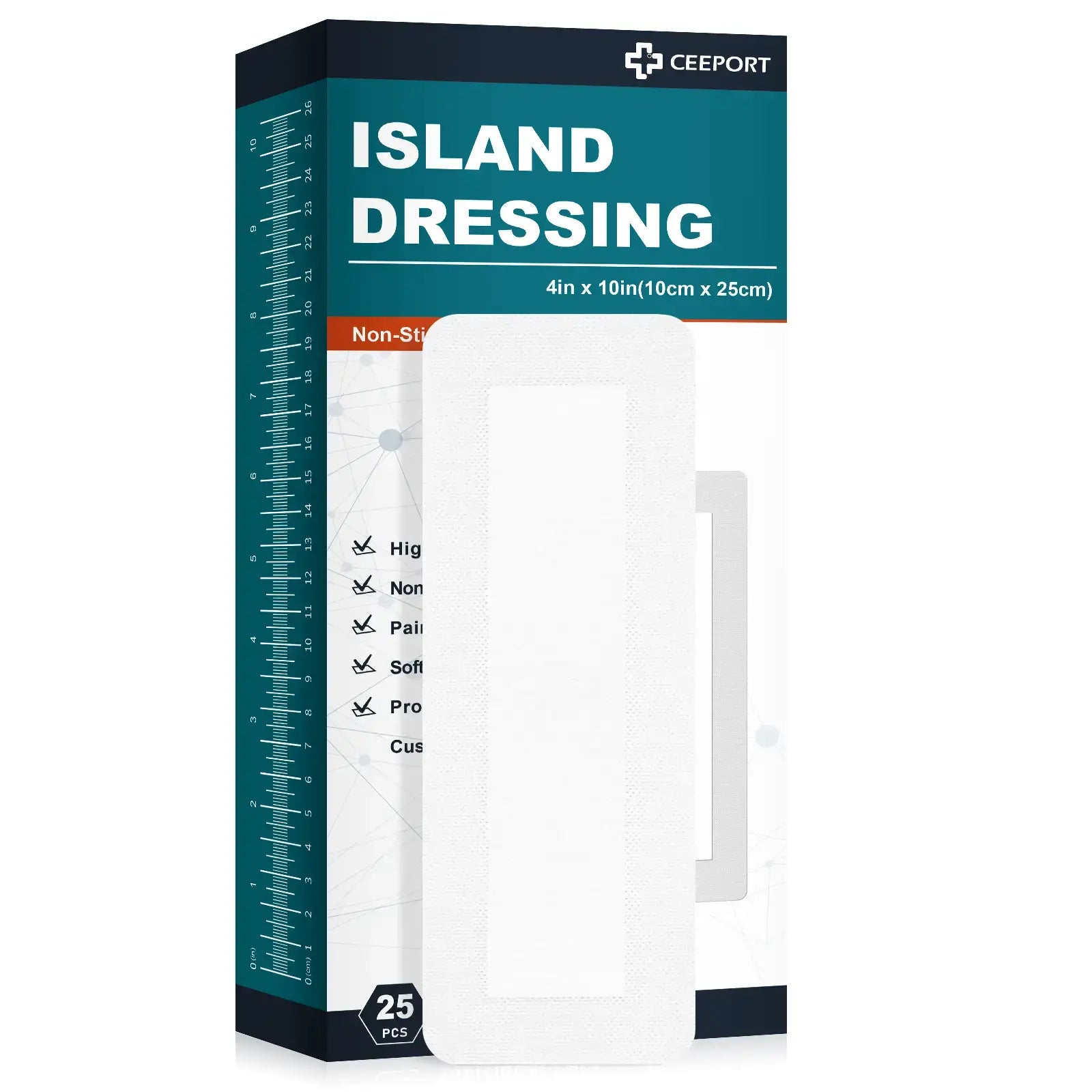 Ceeport Adhesive Island Dressing with Non-Stick Pad for Wound Care CEEPORT Ceeport Adhesive Island Dressing with Non-Stick Pad for Wound Care CEEPORT