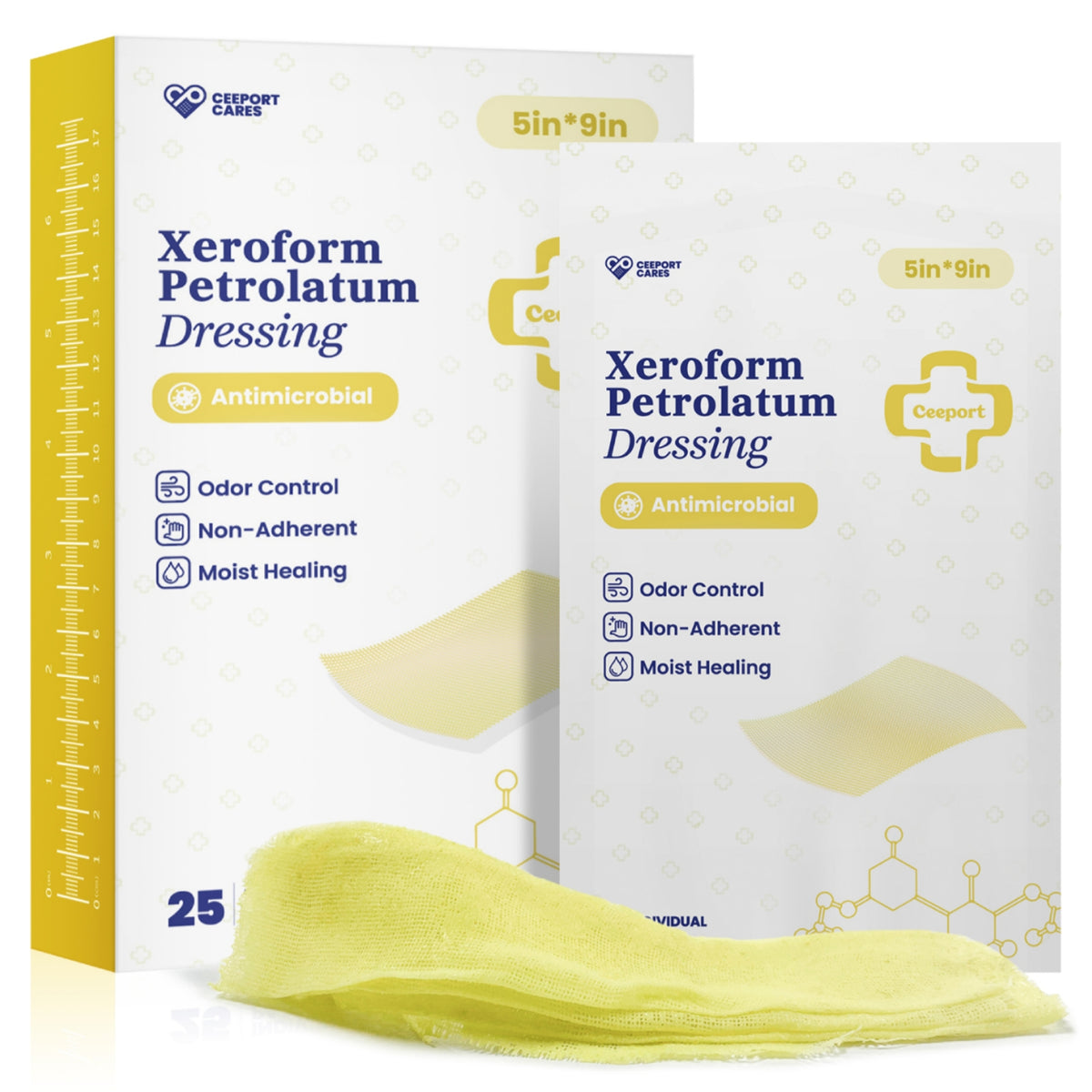Xeroform Petrolatum Dressing for 2nd-Degree Burns, Powerful Antibacterial, Little & Moderate Exudate Wound