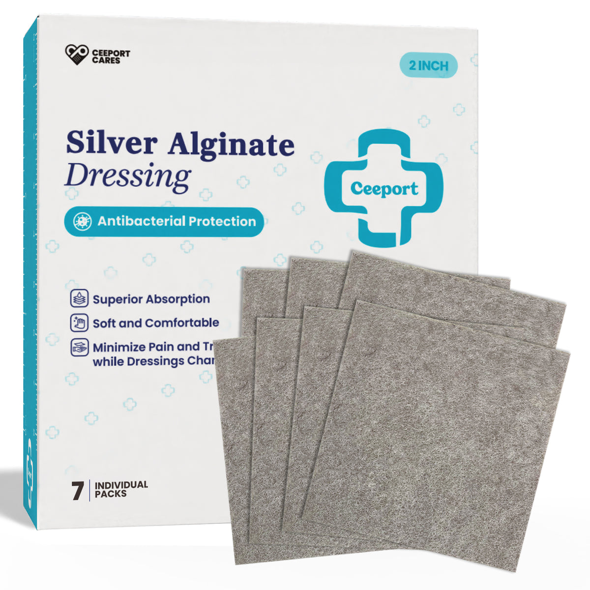 Silver Calcium Alginate Dressing for Burn, Post-operative, Cavity, Graft, Ulcers, Donor Sites Wounds with Large Exudate, Infected