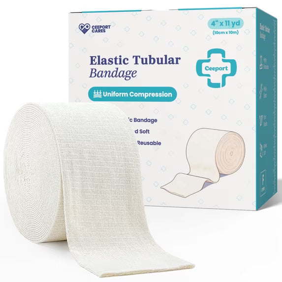 Ceeport Elasticated Tubular Support Bandage, Stockinette Tubing for Legs, Arms, Knees, Thighs, Reusable Compression Bandage Roll For Tissue Support
