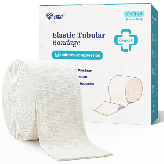 Ceeport Elasticated Tubular Support Bandage, Stockinette Tubing for Legs, Arms, Knees, Thighs, Reusable Compression Bandage Roll For Tissue Support