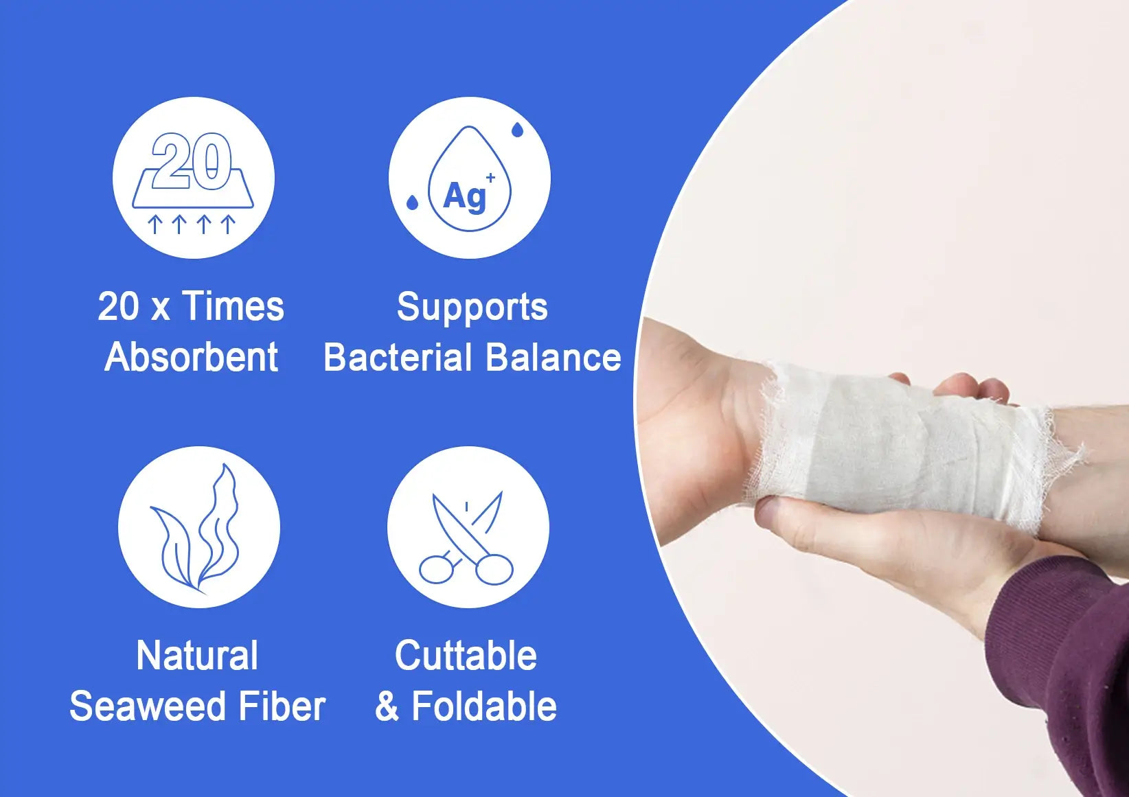 Silver dressing is a non-woven pad composed of calcium alginate and silver particles
