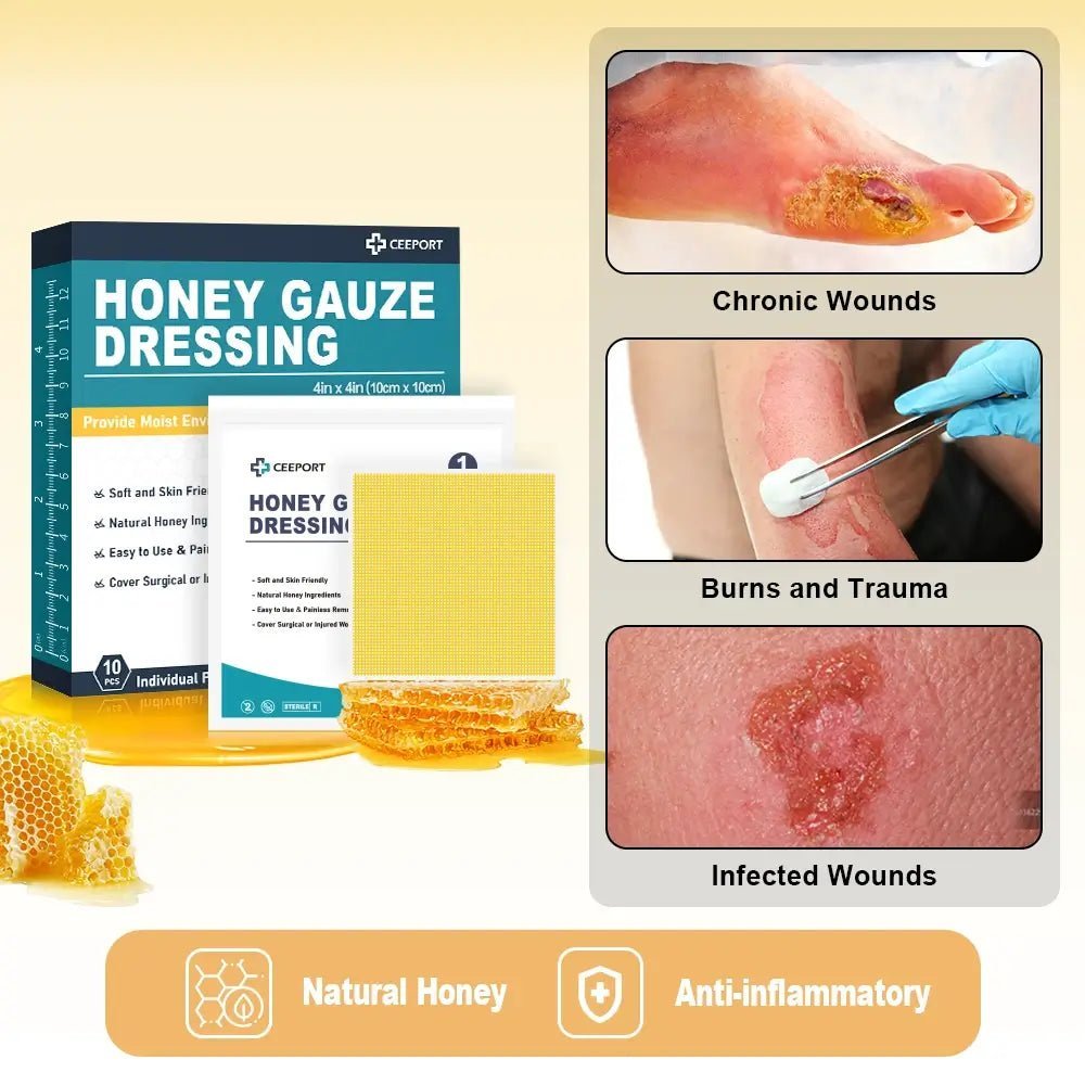 Dr. Med Manuka Honey Gauze Dressing 4" X 4", (5 PCS/Box) Honey Medical Bandag