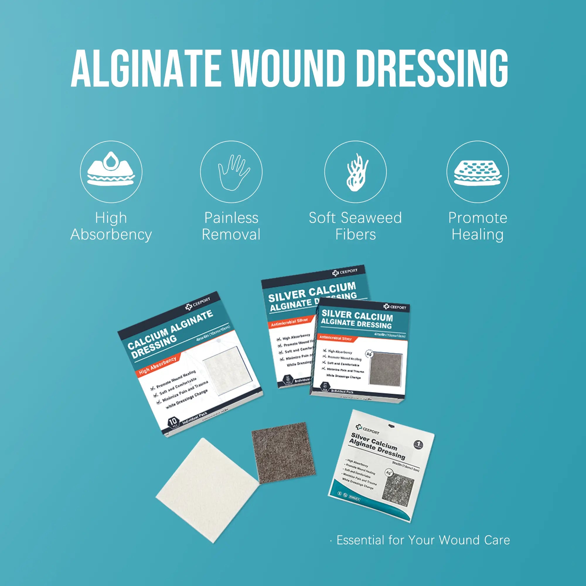 Natural alginate dressing promoting faster wound healing with excellent absorption