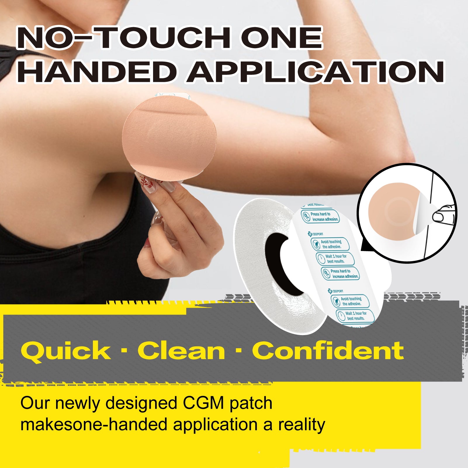 Ceeport CGM patches can be applied with one hand