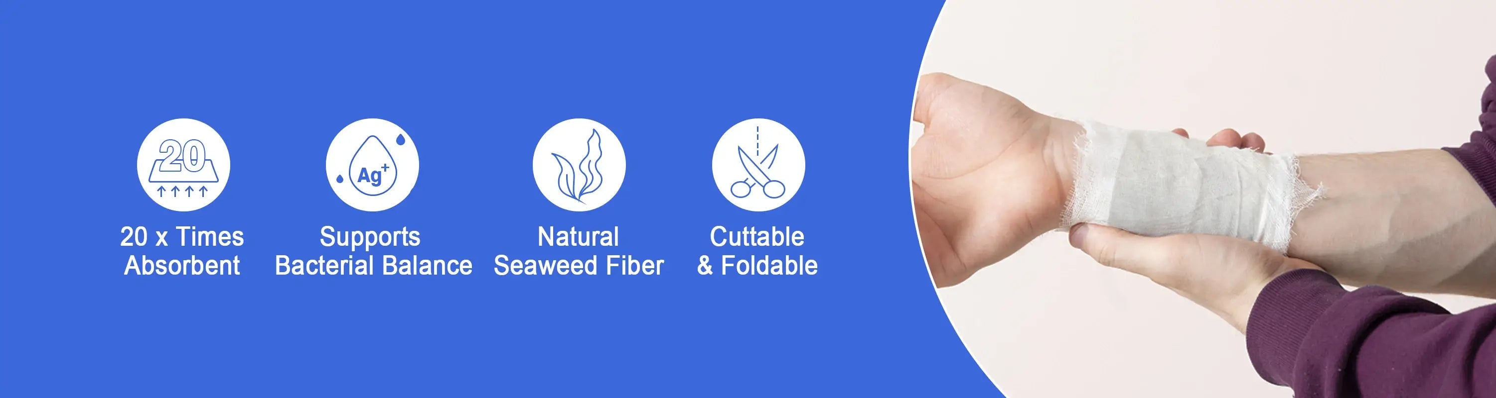 Silver dressing is a non-woven pad composed of calcium alginate and silver particles