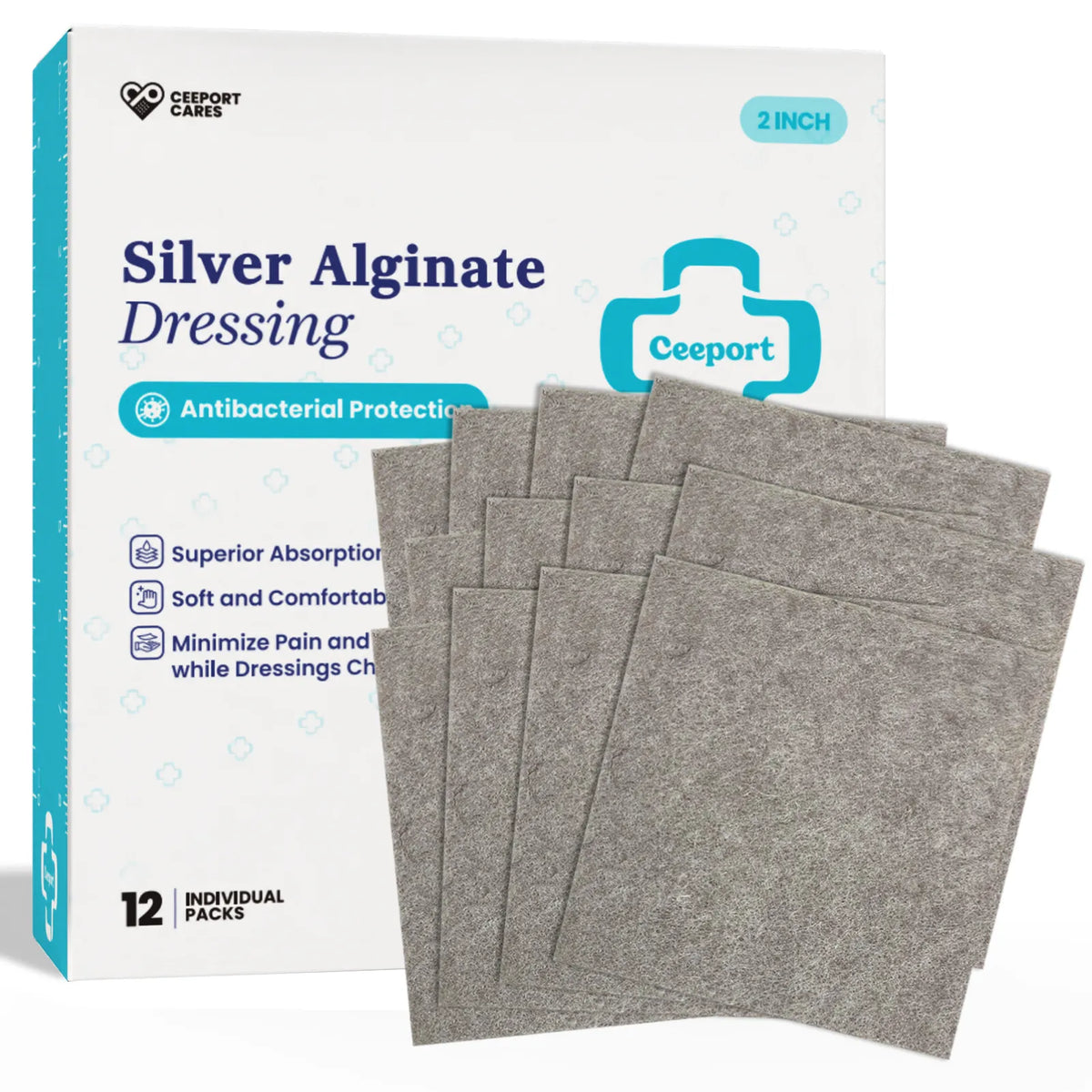 Silver Calcium Alginate Dressing for Burn, Post-operative, Cavity, Graft, Ulcers, Donor Sites Wounds with Large Exudate, Infected