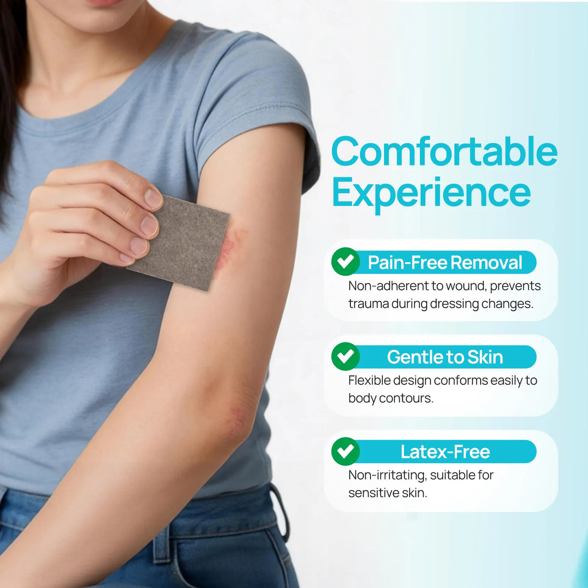 Silver Alginate Wound Dressing for 2nd Degree Burn, Antibacterial, Highly Absorbent & Non-stick