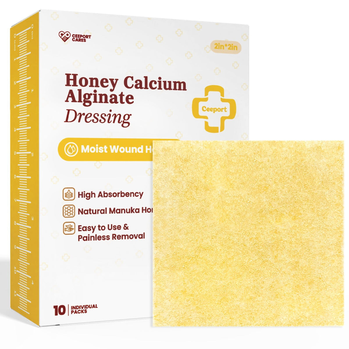 Manuka Honey Calcium Alginate Dressing for Burn, Post-operative, Cavity, Graft, Ulcers, Lacerations, Abrasions, Donor Sites Wounds with Large Exudate, Infected