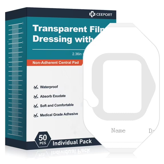Transparent Film Dressing, Waterproof Bandages Adhesive Patches. Wound Cover Patches for Post Surgical, lV Shield, Tattoo Aftercare Bandage
