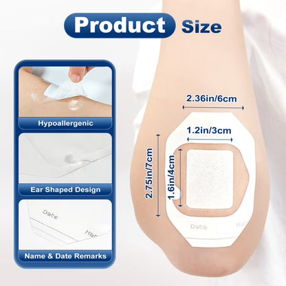 Transparent Film Dressing, Waterproof Bandages Adhesive Patches. Wound Cover Patches for Post Surgical, lV Shield, Tattoo Aftercare Bandage