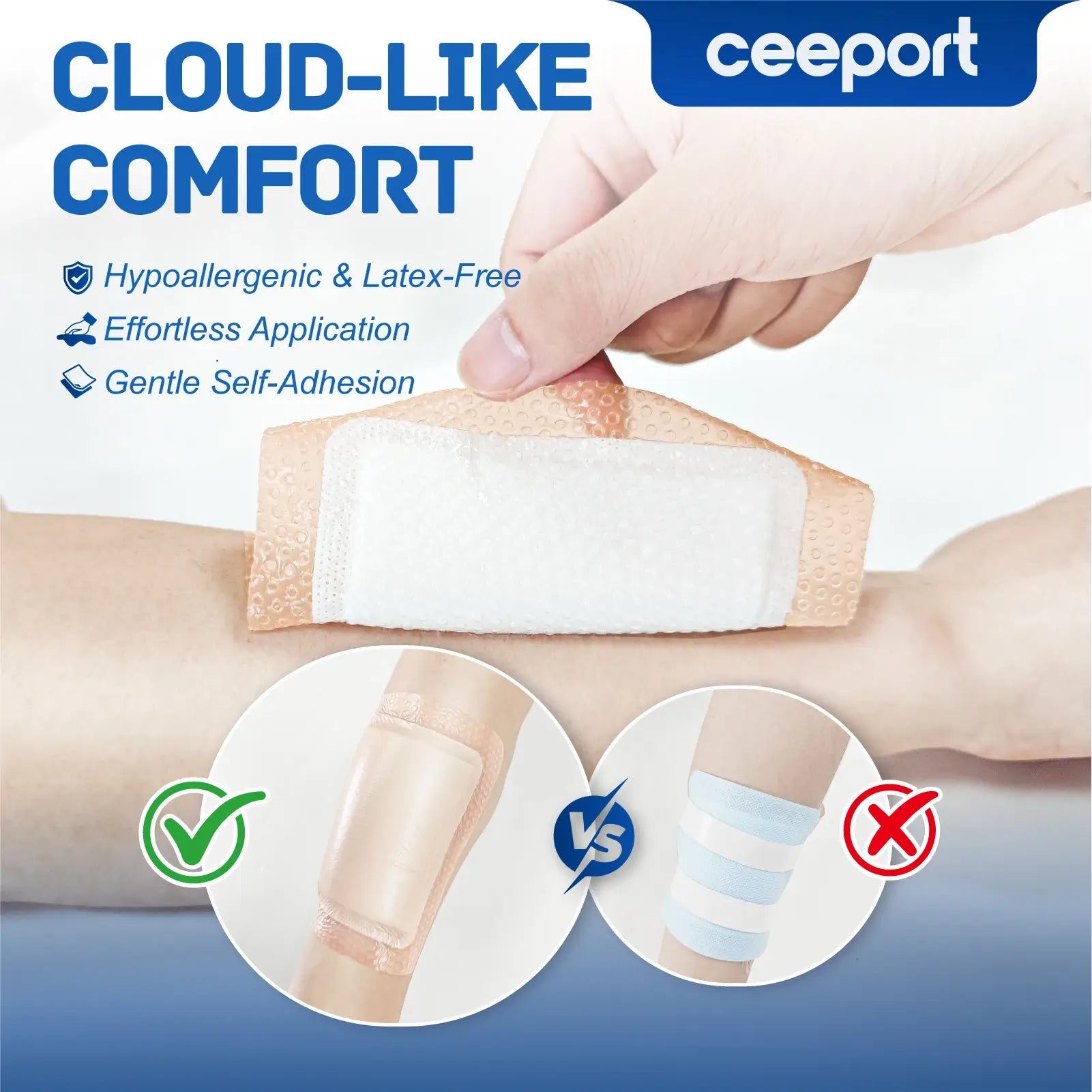 Silicone Super Absorbent Wound Dressing, 10 Pack, Self-Adhesive