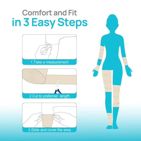 Ceeport Elasticated Tubular Support Bandage, Stockinette Tubing for Legs, Arms, Knees, Thighs, Reusable Compression Bandage Roll For Tissue Support