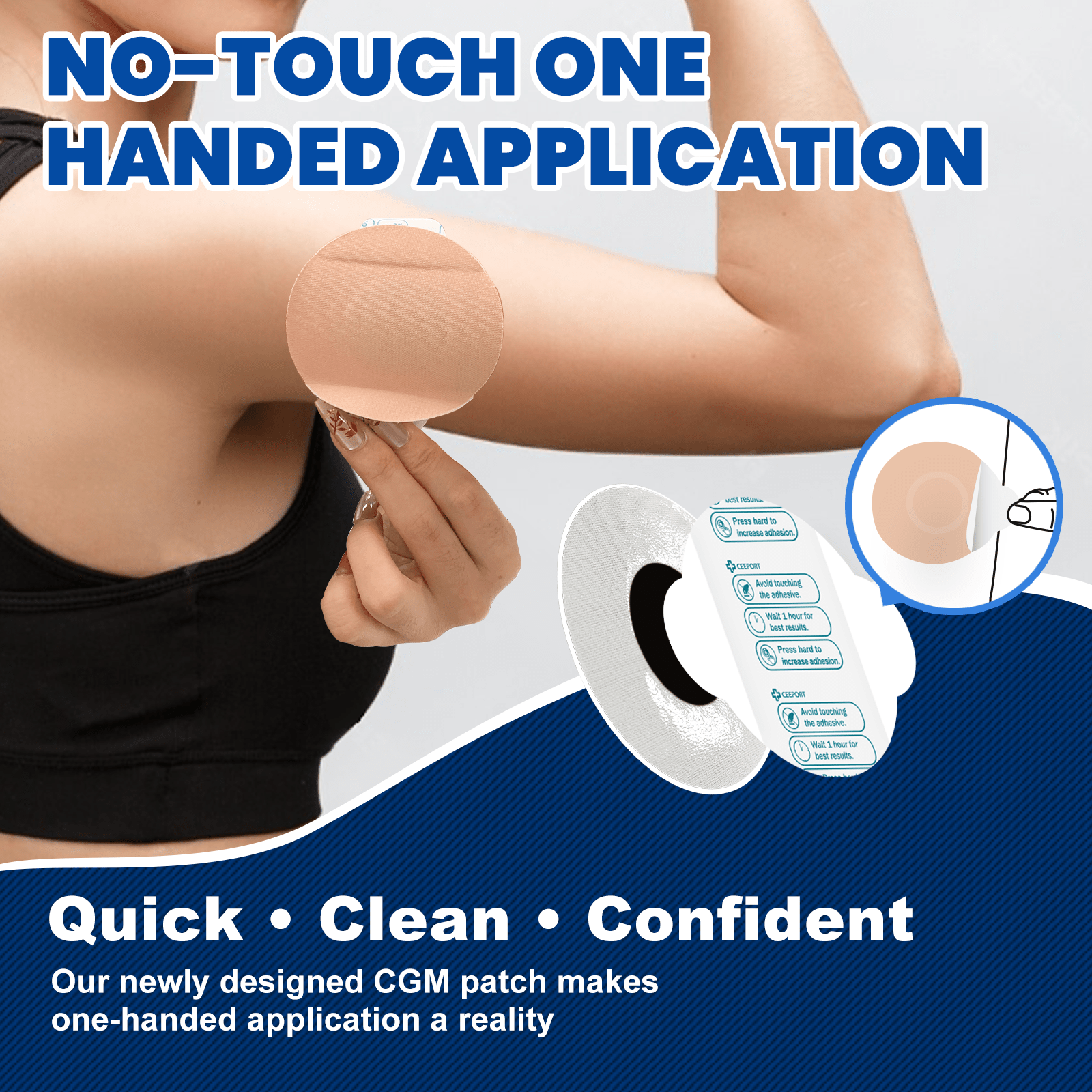 10/30 Pack CGM Adhesive Patches for Freestyle Libre 2/3, G7 – Waterproof Sensor Covers with No-Glue Center, Long-Lasting Fixation