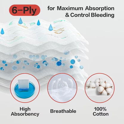 Ceeport Compressed Gauze for Emergency Wound Dressing, First Aid and Trauma Kit, 6 Pack