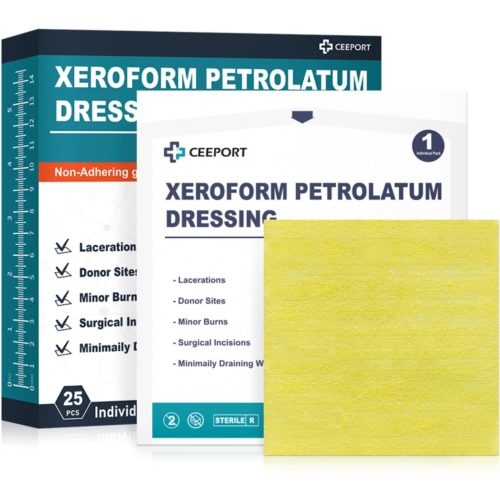 4in xeroform petrolatum Bismuth tribromophenate dressing designed for treating infected wounds