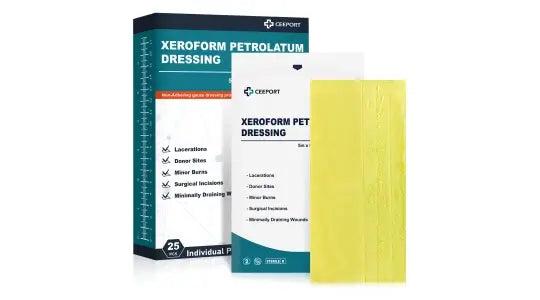 Multi-effect xeroform petrolatum dressing for wound repair