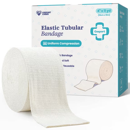 Ceeport Elasticated Tubular Support Bandage, Stockinette Tubing for Legs, Arms, Knees, Thighs, Reusable Compression Bandage Roll For Tissue Support