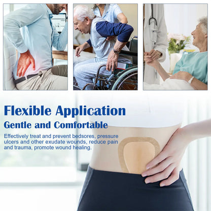 Adhesive sacral silicone foam wound dressing for secure fit and easy application