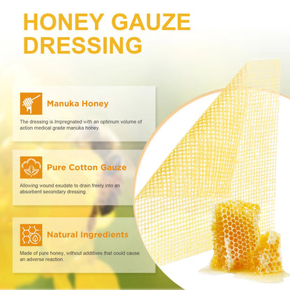 Antibacterial Manuka honey gauze dressing providing infection control and wound healing