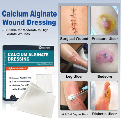 Calcium alginate dressing for chronic wounds, offering superior absorption