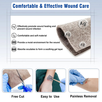 advanced silver dressing, free cut, easyto use and painless removal