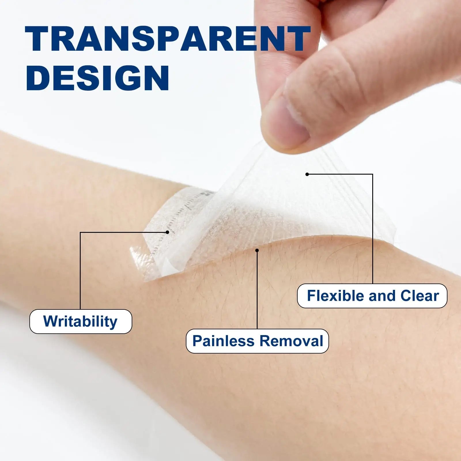 Flexible transparent film dressing for easy application and comfort