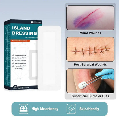 Island Dressing Gauze for Operative Incision, Traumatic, Ulcers, Joint, Endoscopic Surgical Wounds, I.V. Catheter