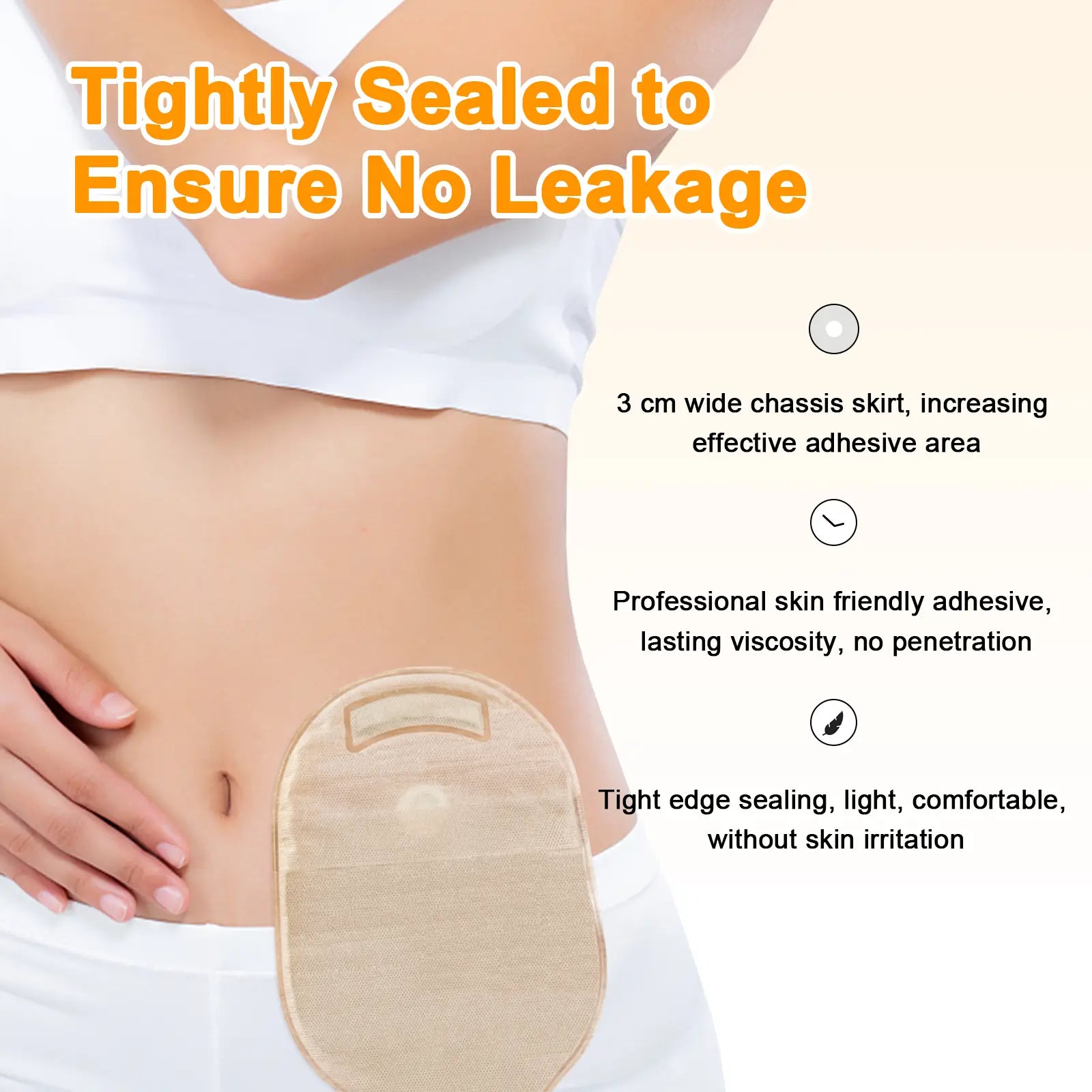 one-piece non-woven colostomy pouch bag, tightly sealed to ensure no leakage