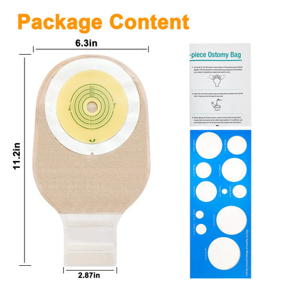 one piece ostomy bag drainable pouch with measure card