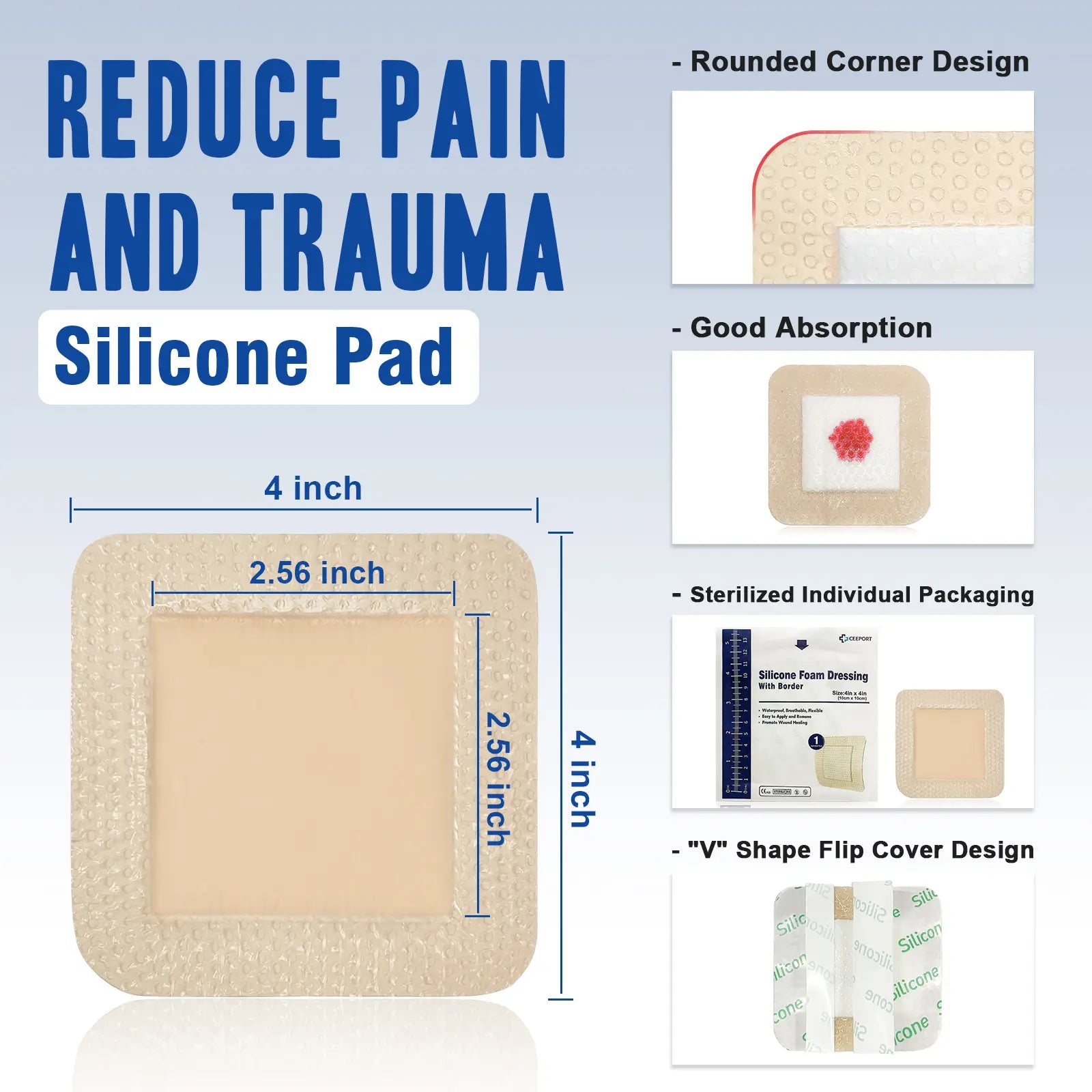 silicone foam pads can reduce pain and trauma with good absorption