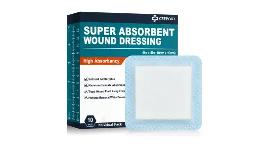 Super absorbent wound dressing, maximum exudate absorbency