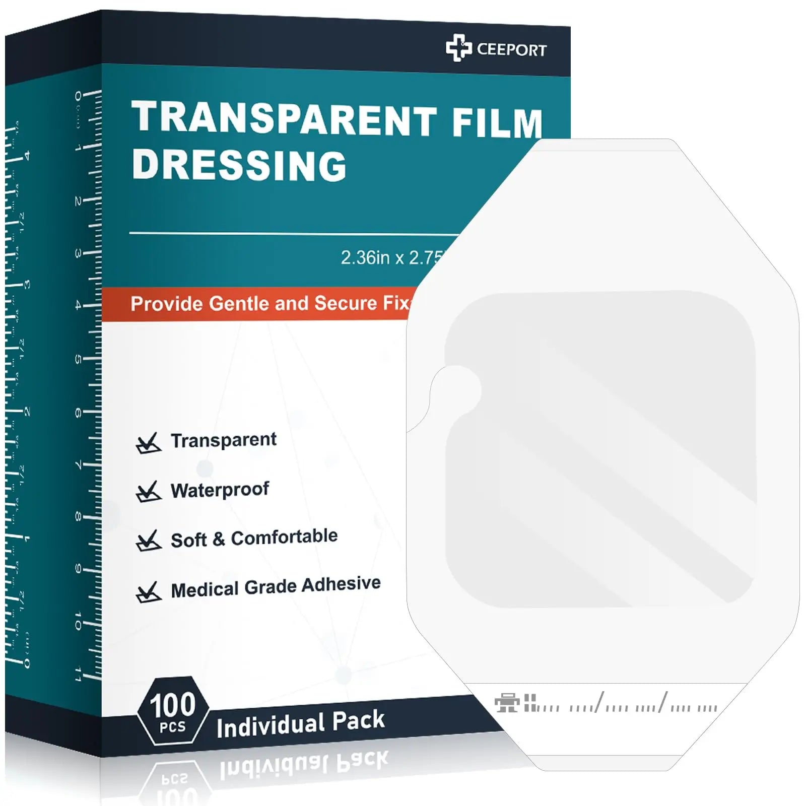 Transparent film dressing for wound care, offering breathable protection